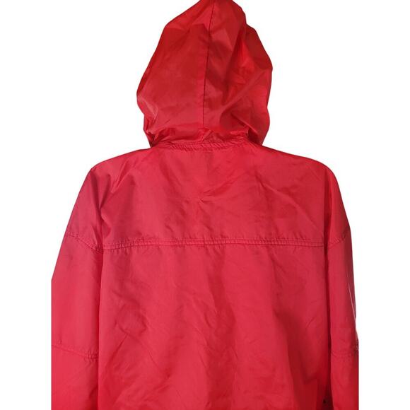 Totes Women Red Raincoat Hood Pocket Drawstring Hem Zip Front Sz L - Picture 3 of 8